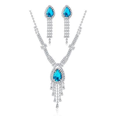 China Hot Selling BOHEMIA Necklace Women Jewelry Necklaces Drop Full Diamond Necklace Earring Set for sale