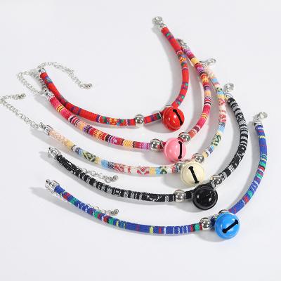 China Fashionable and Beautiful Ethnic Cat Dog Collar Adjustable Pet Bells Wind Collar Collar for sale