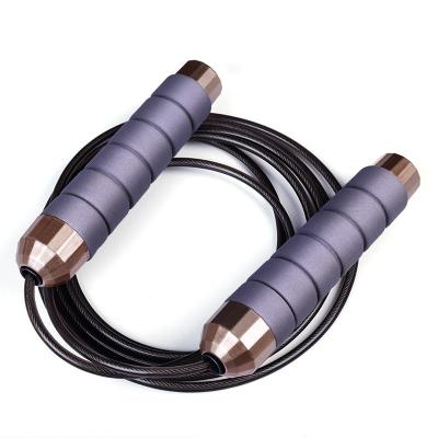 China Tuhao fashionable and beautiful black gold rose gold sports fitness steel wire adjustable weight lifting professional jump rope for sale