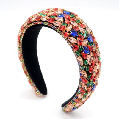 China Wholesale Big Stretch Chinese Style Fashion Ladies Full Drill Designer Wide Headbands for sale