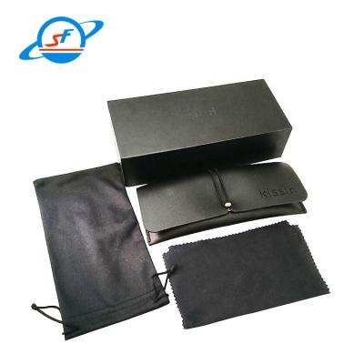 China Custom Luxury Wholesale Black Hard Shell Sunglasses Case Sunglasses Case Packing PU Shell Clamshell for sale