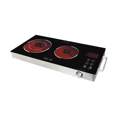 China Hotel cooktop commercial electric infrared induction cooker double burners halogen infrared ceramic cookers touch control for sale