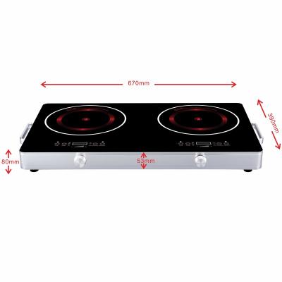 China Ceramic Double Electric Double Burner Household Hot Dish Countertop Ice Cream Double Electric Cooktop Infrared Control for sale