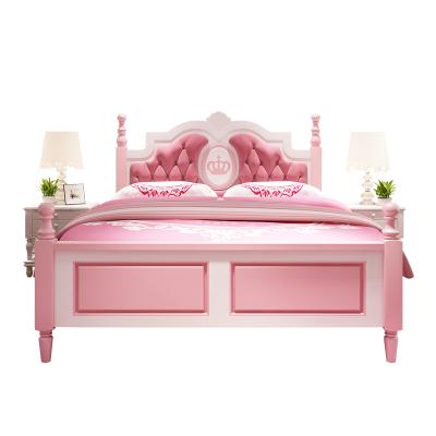 China Solid Wood Pink Storage Children Room Furniture Girl Princess Girls Bed for sale