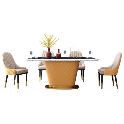 China Modern Dining Table (Other) Premium Stylish Oval Dining Table Adjustable Set With Dining Chairs for sale