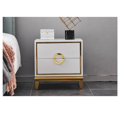 China Modern Style Luxury Furniture Italy ProCARE Bedroom Furniture Leather Bedside Table With Drawers for sale