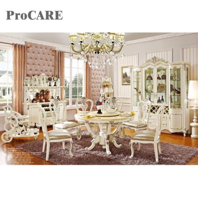 China Modern Style Design Fancy Durable Comfortable Royal Dining Table Set With Chairs for sale