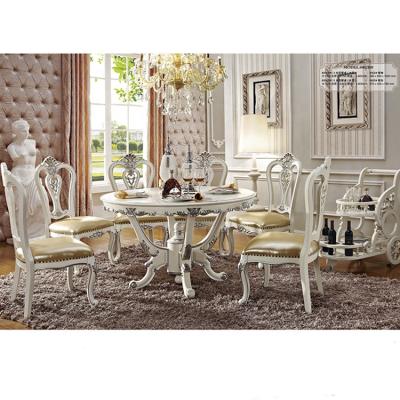 China Stylish Durable Comfortable Wooden Furniture Dining Round Dining Table Set With 6 Chairs for sale