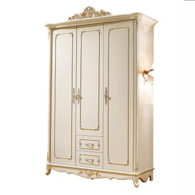 China High Capacity European Style Mounted Wooden Wardrobe Bedroom Furniture 3 Door Luxury Carved Wardrobe for sale