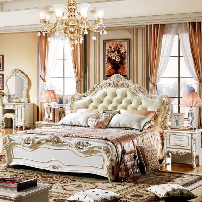 China Modern French Style Bedroom Solid Wood Rose Style Bedroom Furniture Set for sale