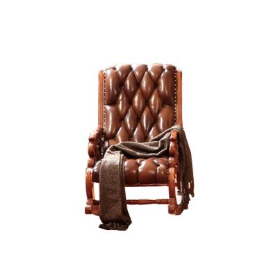 China Stylish Durable Comfortable High End Antique Wood Rocking Chair And Comfortable Leather Stool Rocking Chair for sale