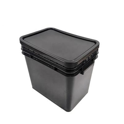 China Factory Price Black Safety Plastic 25 Liter Square Bucket Buckets Containers for sale