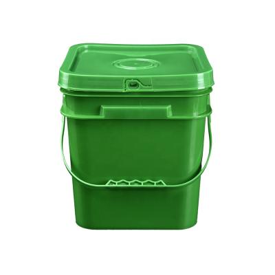 China Gasket Lids Or Easy Open Lids 10 Liter Industrial Plastic Buckets With Handles And Lids Packing Type 10L Buckets Square Buckets for sale