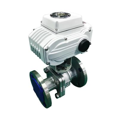 China ac220v dn25 pn16 general three piece flanged type ball valve motorized electric actuator flange electric ball valve for sale