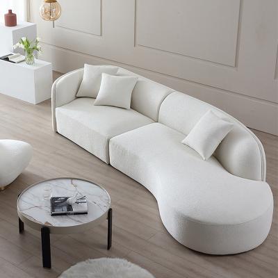 China Simple European Nordic Modern Furniture Fabric Art White Sofa Bed Living Room Sofa for sale