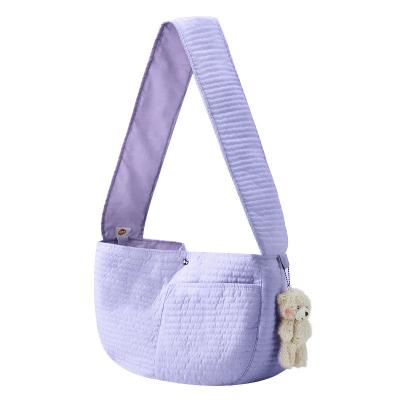 China Factory Fashion Breathable Embroidery Stitched Canvas Pet Sling Bag White Shoulder Dog Bag for sale