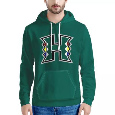 China Oversized Gym Custom Made Men's Anti-Wrinkle Sublimation Hoodies Green Mascot Logo Hawaii Rainbow Warriors Logo Sweatshirts Hooded Sweatshirts With Pocket for sale