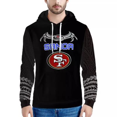 China Black Polynesian Samoan Tribal Anti Wrinkle Fashion Crop Hoodies For Football Team Logo Mens Vintage Plumeria NFLE Hoodies Custom Sweater for sale