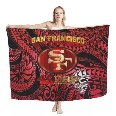 China NFLE Football Team Design San Francisco Lightweight Classic/Trendy Classic/Trendy Sarongs Wholesale Women Wrap Swimsuit Sarongs Cover Up Custom Lavalava Logo for sale