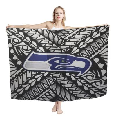 China Classic Classic/Trendy/Retro Fashionable Seattle Print NFLE Design Sarongs Women Wrap Swimsuit Sarongs Cover Up Lady Summer Custom Beach Logo Lightweight Soft Sarongs for sale