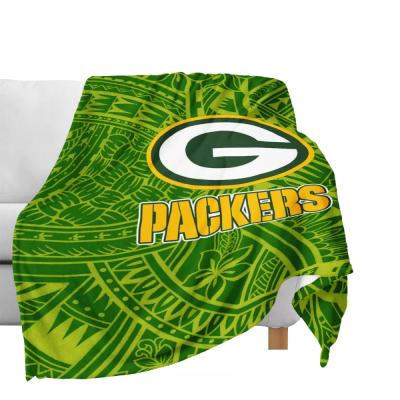 China Team Pattern Football Anti-Static Custom Anti-Static Micro Ultra-Soft Soft Throw Blanket Polynesian Fleece Flannel Fleece Bed Blanket Heat NFLE Green Bay for sale