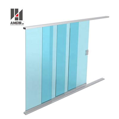 China Sliding Metal Aluminum System , Modern Design Simple Aluminum Frameless Glass Sliding Door for sale