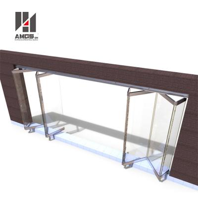 China New Folding Top Modern Systems Customized Designs Sliding Hinged Swing Canopy Floor Spring Folding Glass Door for sale