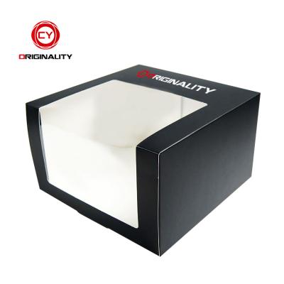 China shoes & clothing cheap personalized custom square hat box hat packing box with pvc window for sale