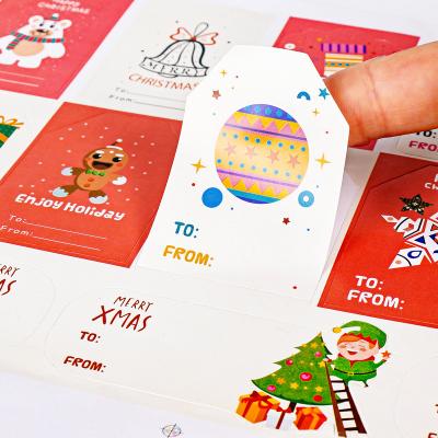 China Merry Christmas Waterproof Sticker Printing Custom Adhesive Label For Gift Custom All Kinds Of Stickers for sale