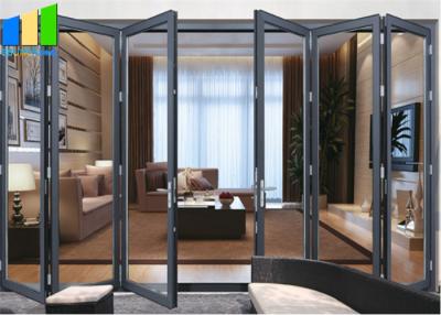 China Soundproof Bifold Doors Tempered Glass Aluminum Folding Doors for sale