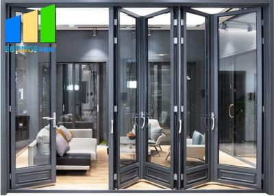 China Acoustic Accordion Folding Sliding Door Double Glazed Glass Panel Dubai for sale