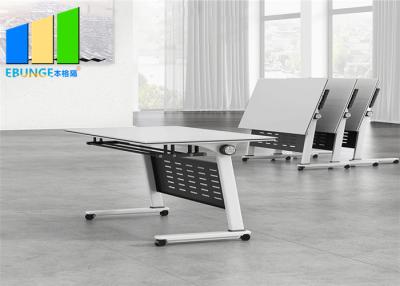 China Mobile Foldable Office Desk Folding School Training Room Table With Storage Layer for sale