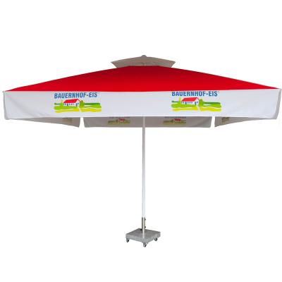 China Traditional Aluminum Frame 4x4m Easy Open Outdoor Patio Umbrella With Customized Logo for sale