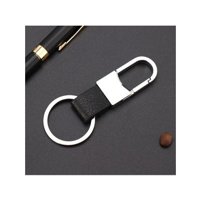 China Fashionable factory wholesale high quality modern simplicity metal and cortex car key chain key ring for sale