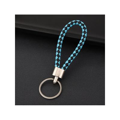 China Wholesale and Practical High Quality Simple Modern Leather Rope Minimal Wholesale Price Car Woven Key Chain for sale