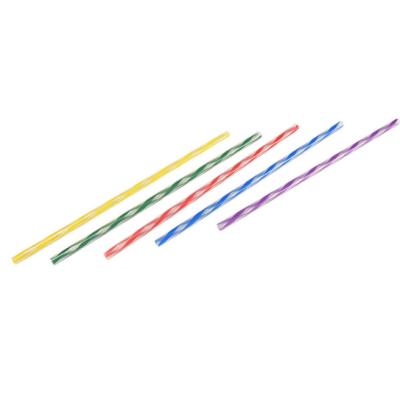 China Fashion Color Food Grade PP Straw Fine Juice Soda Double Color Reusable Straight Stripe Straws for sale