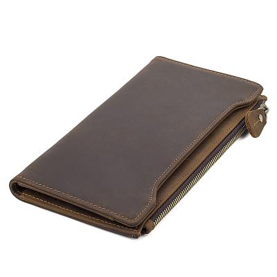 China Waterproof 2021 Factory Direct Selling Retro Horse Leather Wallet Men's Leather Wallet Long for sale