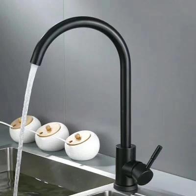 China Modern European Styles Stainless Steel Kitchen Mixer Taps Matte Black Hot And Cold for sale