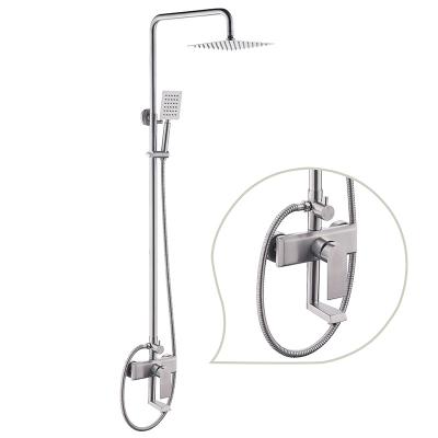 China 2019 Hot Water With Slide Bar Rainfall Antique Stainless Steel Hot And Cold Hot Selling Wall Mounted Bathroom Mixer Shower Faucet for sale