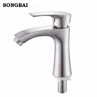 China Best Metered Faucets Price Deck Mounted Single Handle Polish Stainless Steel Basin Faucet for sale