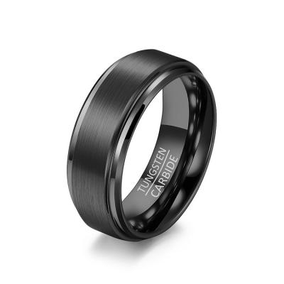 China Hiphop 6MM/8MM/10MM Brushed Tungsten Steel Plated Matte Ring Men's Single Carbide Key Black for sale