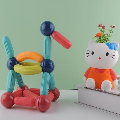 China Building Block Magnetic Rods and Balls Kit Permanent Rod Magnetic Stick Building Block Magnetic Sticks Kids Toys for sale