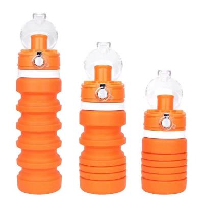 China Travel set used food grade silicone collapsible leak proof water bottle outdoor travel sports drink collapsible silicone water bottle for sale