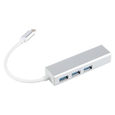 Cina Cassa in alluminio 3 porte RJ45 Ethernet USB Type C Hub in vendita