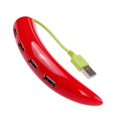 China Roter grüner NABE Karikatur-Chili Shapes USB 2,0 Teiler-Adapter zu verkaufen