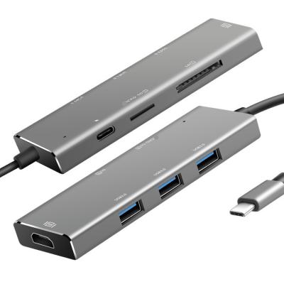 China Telefone 7 de Smart em 1 CUBO de Multiple USB C do leitor de cartão do SD TF à venda