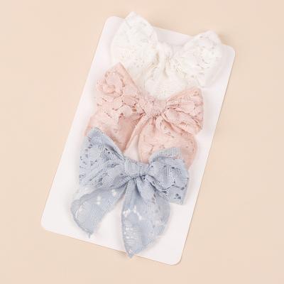 China Hair Accessary 2023 Lace Bows Hair Clips Handmade Sailor Knot Bow Hairpins For Girls Kids Hair Accessories for sale