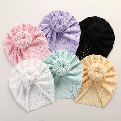 China Beanie Spring Summer Breathable Solid Color Baby Kids Ethnic Cute Turban Hat Soft Elastic Donut Hats For Newborn Infant for sale