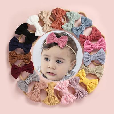 China Infant Hair Clips Bow Headband Kids DIY Hair Accessories Babies Bowknot Headbands Infant Waffle Pattern Baby Hair Accessories 18 Colors Large Double for sale