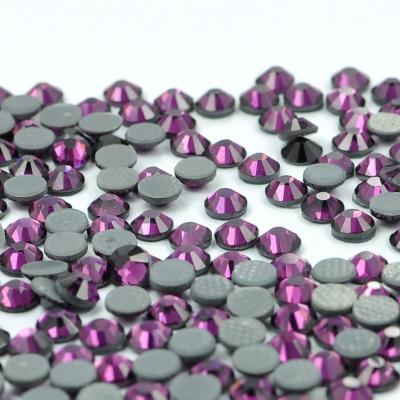 China Flatback Wholesale Amethyst Over 75 Colors Stick Hot Fix Rhinestones For Wedding Dress for sale